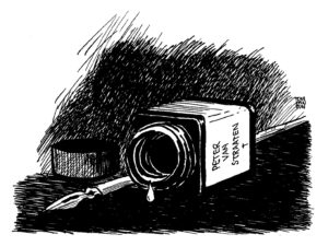 Pentekening in de stijl van Peter van Straaten