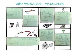 Een InfoComics visual support illustratie over werktuigkundige installaties