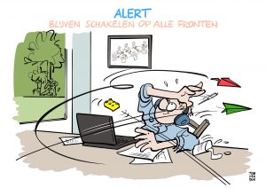Een InfoComics cartoon over blijven schakelen op alle fronten
